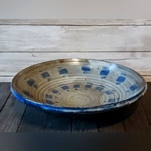 Studio Pottery Lg Fruit Pedestal Bowl Signed Hobe